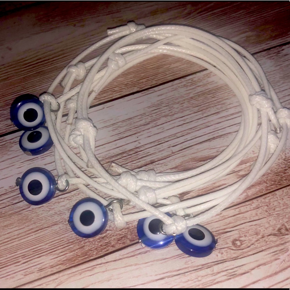 6-pcs 🧿 Evil Eye Adjustable Bracelet White